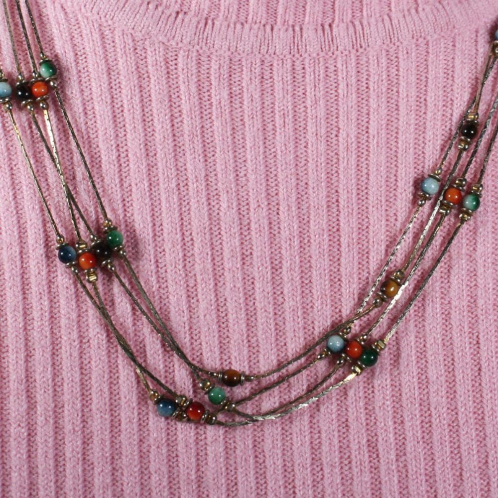 Multi Vintage Goldtone and Bead Necklace